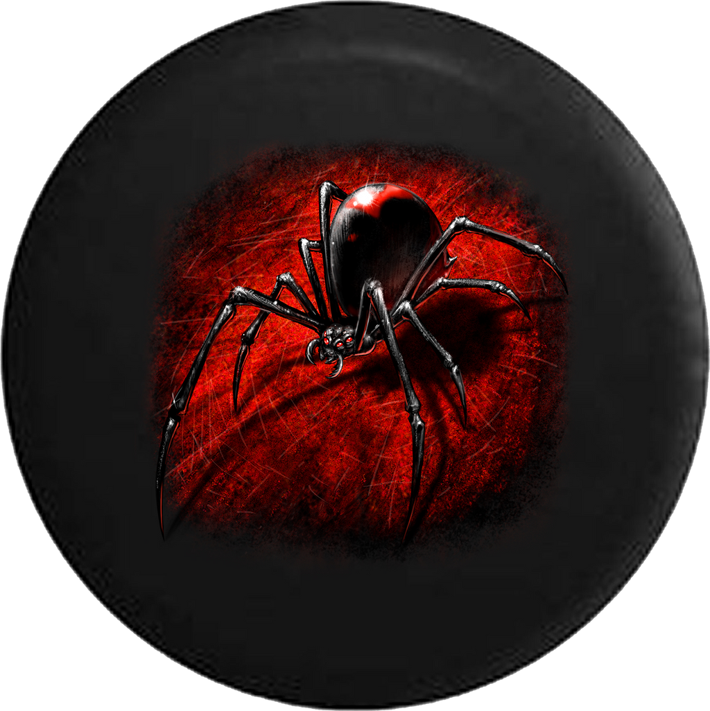 Black Widow Spider on Red Web 3D Poisonous RV Camper Spare Tire Cover-35 inch