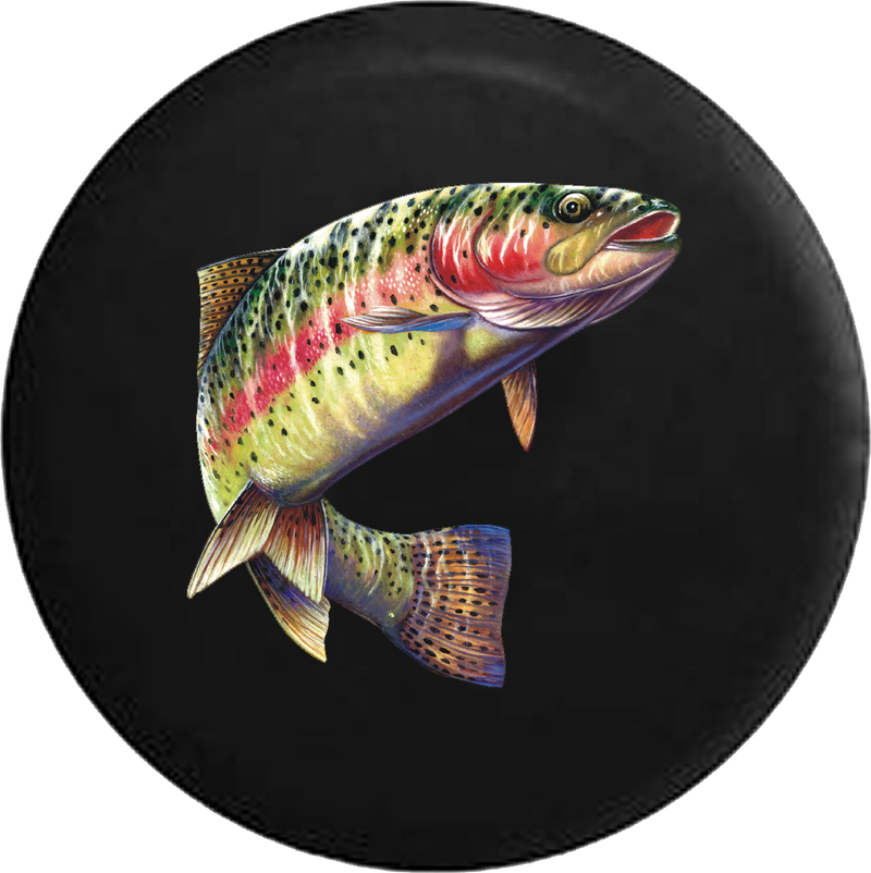 Rainbow Trout Leaped out of Lake Fish Fishing RV Camper Spare Tire Cover-35 inch