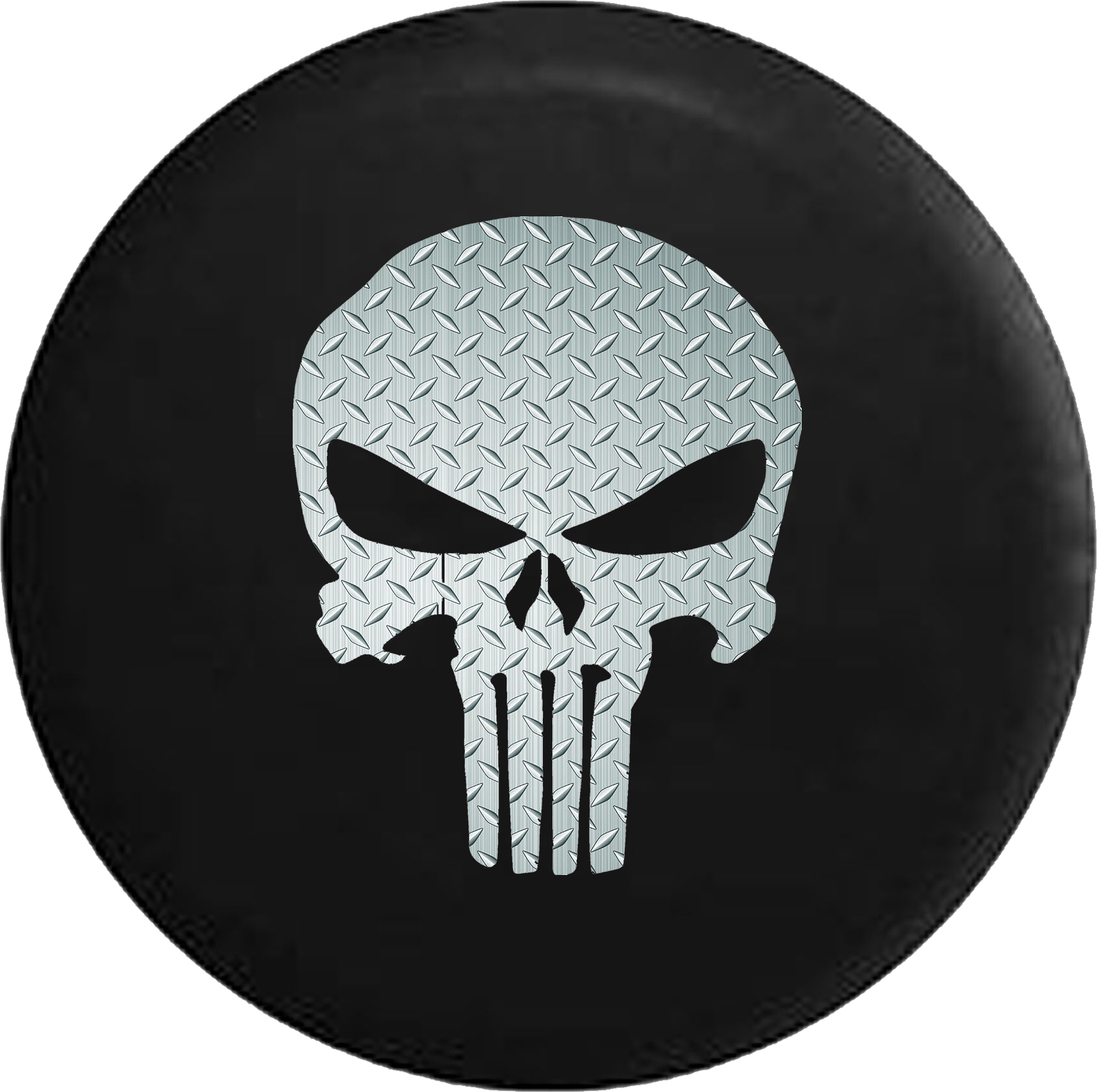 Tire Cover PRO Brushed Steel Diamond Plate American Patriot Punisher  Skull RV Camper Spare Tire Cover-BLACK-CUSTOM SIZE/COLOR/INK – TireCoverPro
