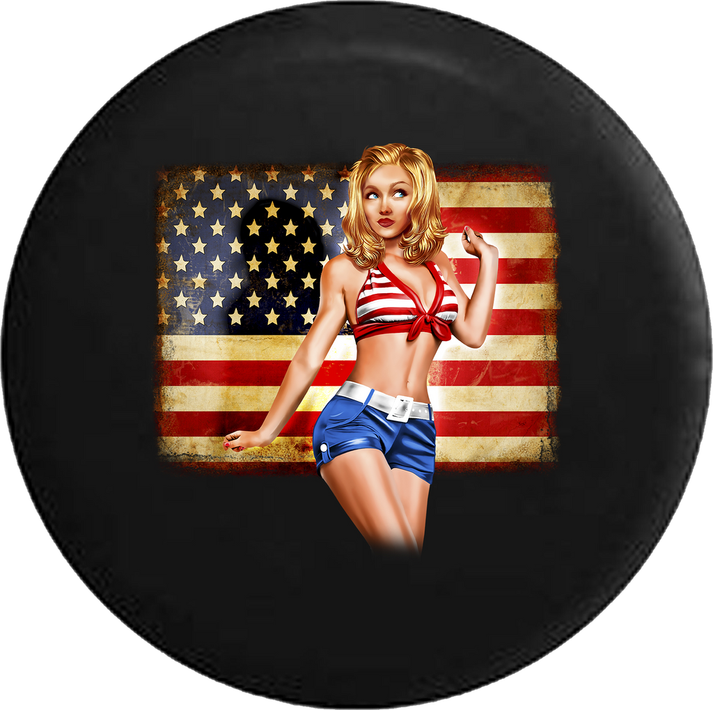 American Flag Pinup Girl Bikini Model 