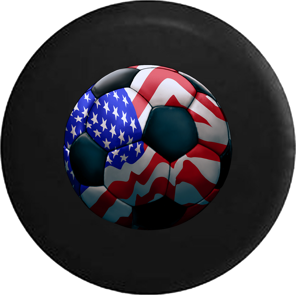 American Flag Soccer Ball Futbol RV Camper Spare Tire Cover-35 inch