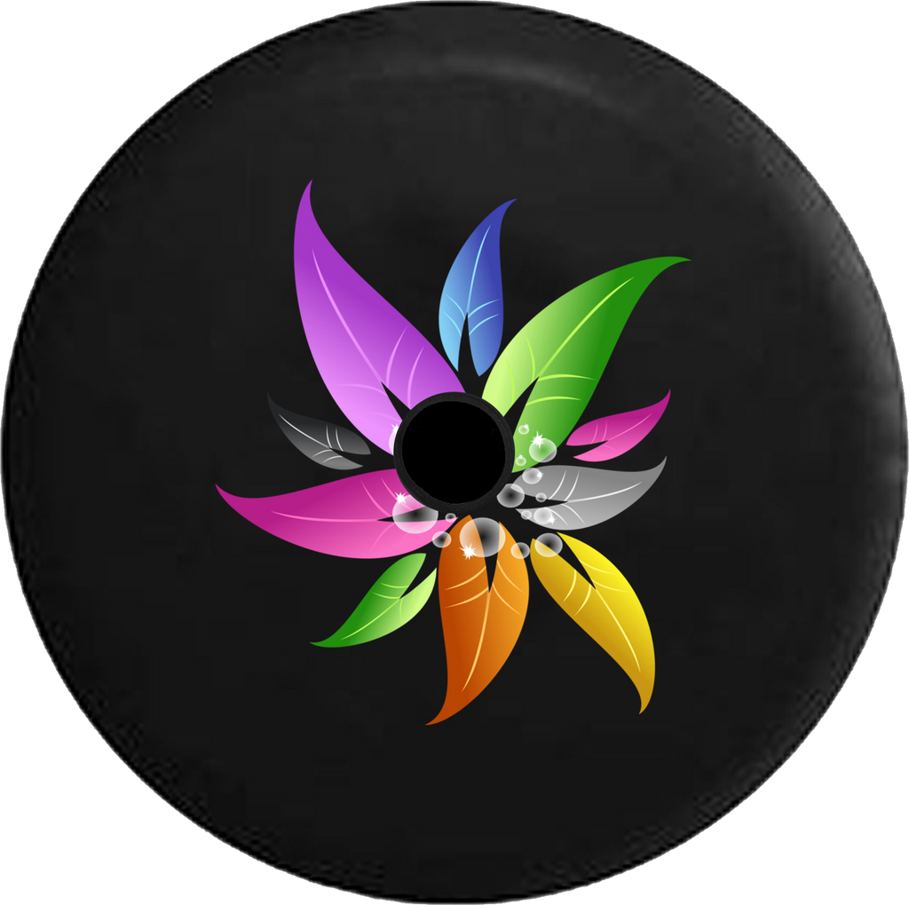 Jeep Wrangler JL Backup Camera Day Flower Pedals Multicolor with Bubbles & Pollen RV Camper Spare Tire Cover-35 inch