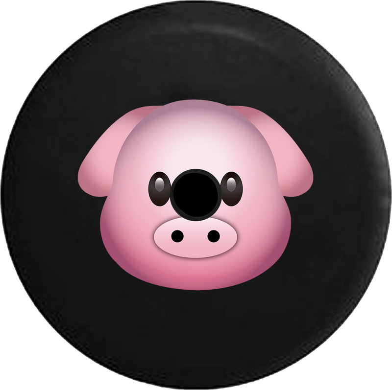 Jeep Wrangler JL Backup Camera Day Cute Pink Pig Text Emoji RV Camper Spare Tire Cover-33 inch