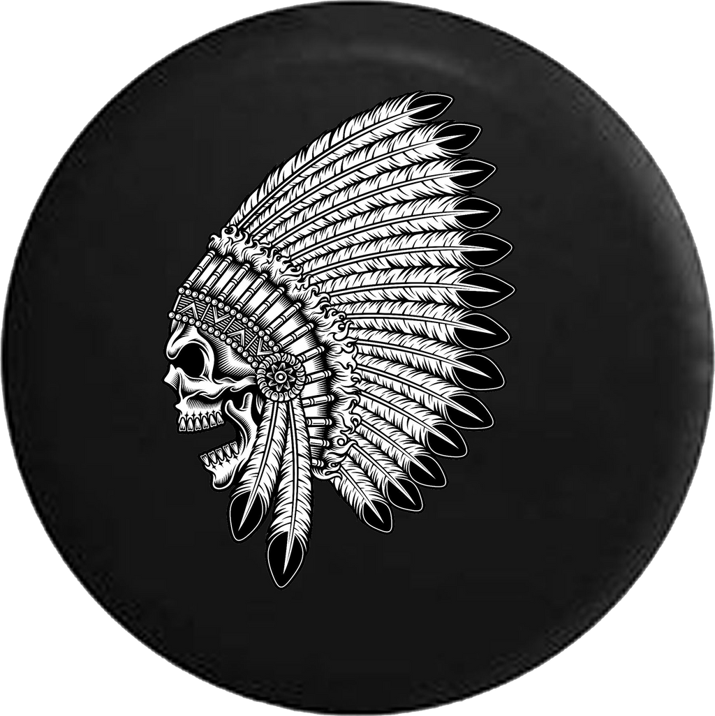 American Indian Chief Skull Feathers 