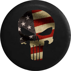Vintage American Flag Patriot Punisher Skull  