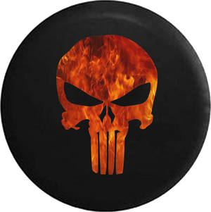 American Patriot Punisher Skull Fire Flames  