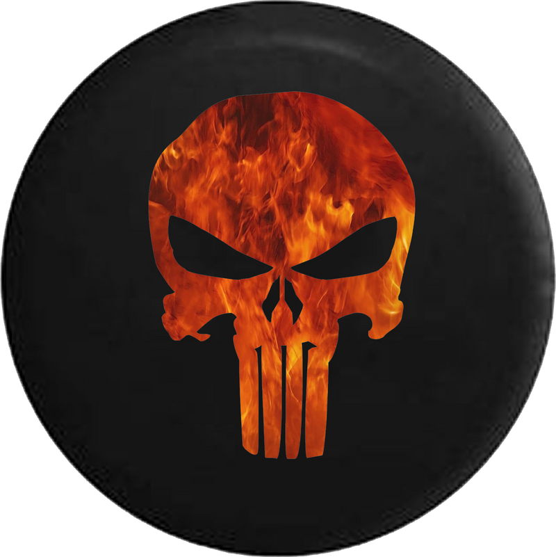 American Patriot Punisher Skull Fire Flames  