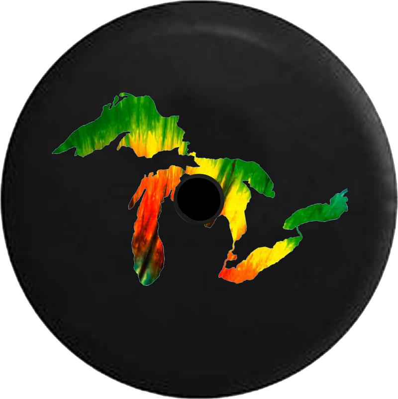 Jeep Wrangler JL Backup Camera Day Smoke on the Water Michigan Great Lakes RV Camper Spare Tire Cover-35 inch