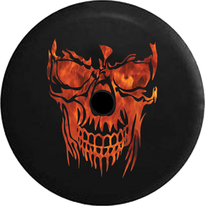 Jeep Wrangler JL Backup Camera Day Smoked Out Grinning Skull Face RV Camper Spare Tire Cover-35 inch