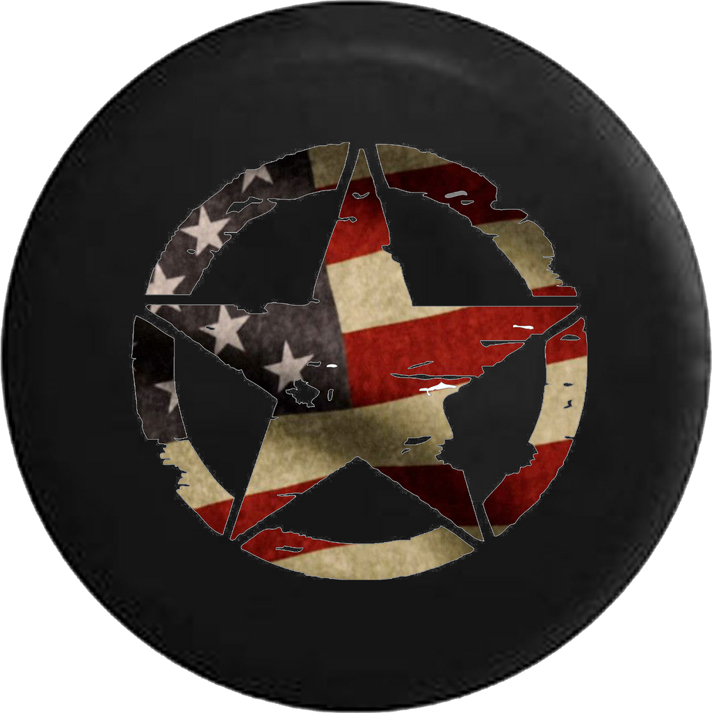 Oscar Mike Military Jeep Star Vintage Tire Cover