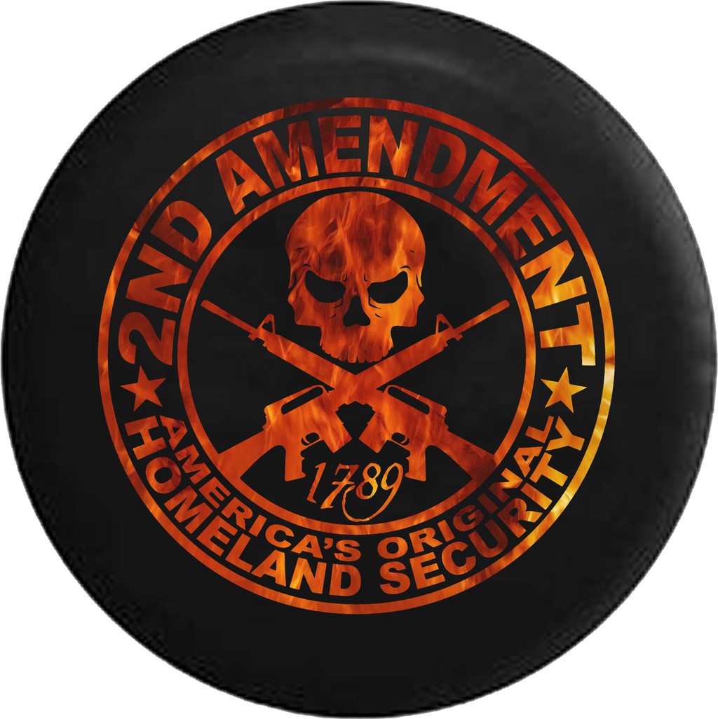 2nd Amendment Homeland Security Skull Rifles Fire Flames  