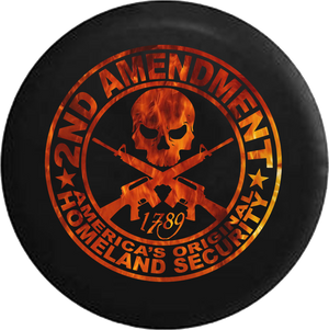 2nd Amendment Homeland Security Skull Rifles Fire Flames  