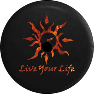 Jeep Wrangler JL Backup Camera Day Live Your Life Tribal Sun Compass Distressed Wood RV Camper Spare Tire Cover-35 inch