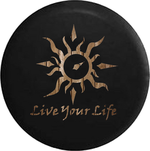 Live Your Life Tribal Sun Compass Distressed Wood 