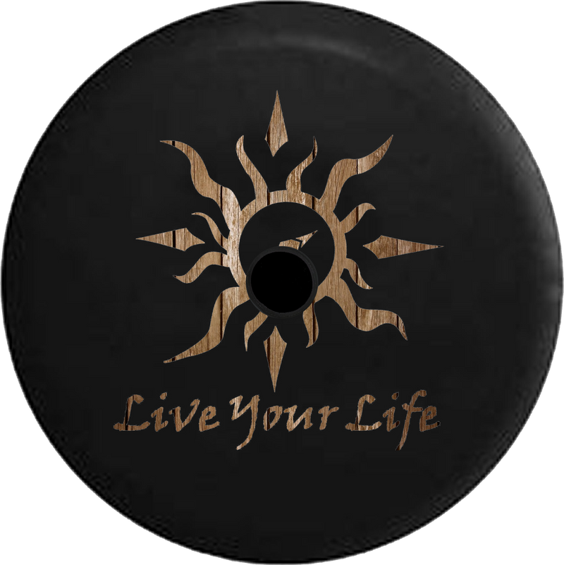 Jeep Wrangler JL Backup Camera Day Live Your Life Tribal Sun Compass Water Sealife RV Camper Spare Tire Cover-35 inch