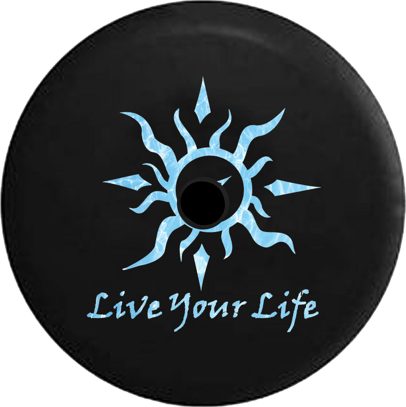 Jeep Wrangler JL Backup Camera Day Live Your Life Tribal Sun Compass Tiedye RV Camper Spare Tire Cover-35 inch