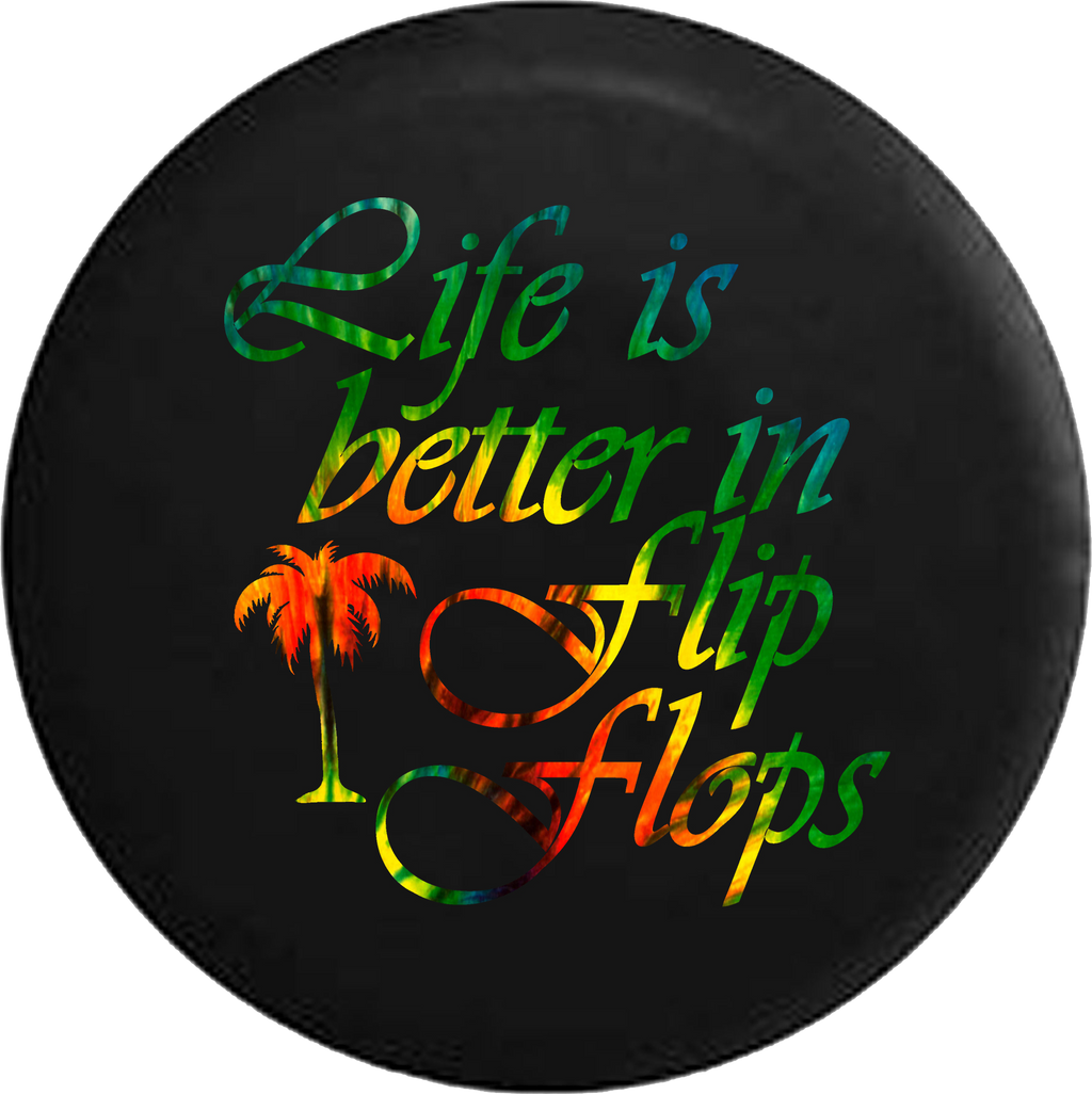 Life is Better in Flip Flops Tiedye Life Palm Tree 