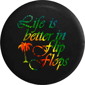 Life is Better in Flip Flops Tiedye Life Palm Tree 