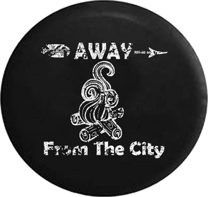 Distressed - Away from the City Campfire Camping Outdoors Vacation Jeep Camper Spare Tire Cover J267 35 inch