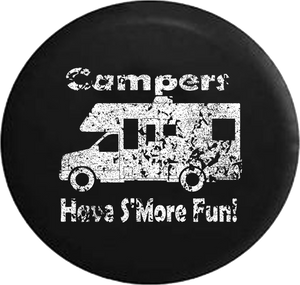 Distressed - Campers Have S'more Fun Camping Travel Trailer Motorhome Jeep Camper Spare Tire Cover J276 35 inch