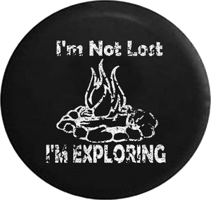 Distressed - I'm Not Lost I'm Exploring RV Outdoors Hunting Fishing Jeep Camper Spare Tire Cover J284 35 inch