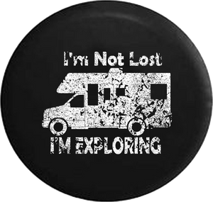 Distressed - I'm Not Lost I'm Exploring RV Motorhome Trailer Jeep Camper Spare Tire Cover J285 35 inch