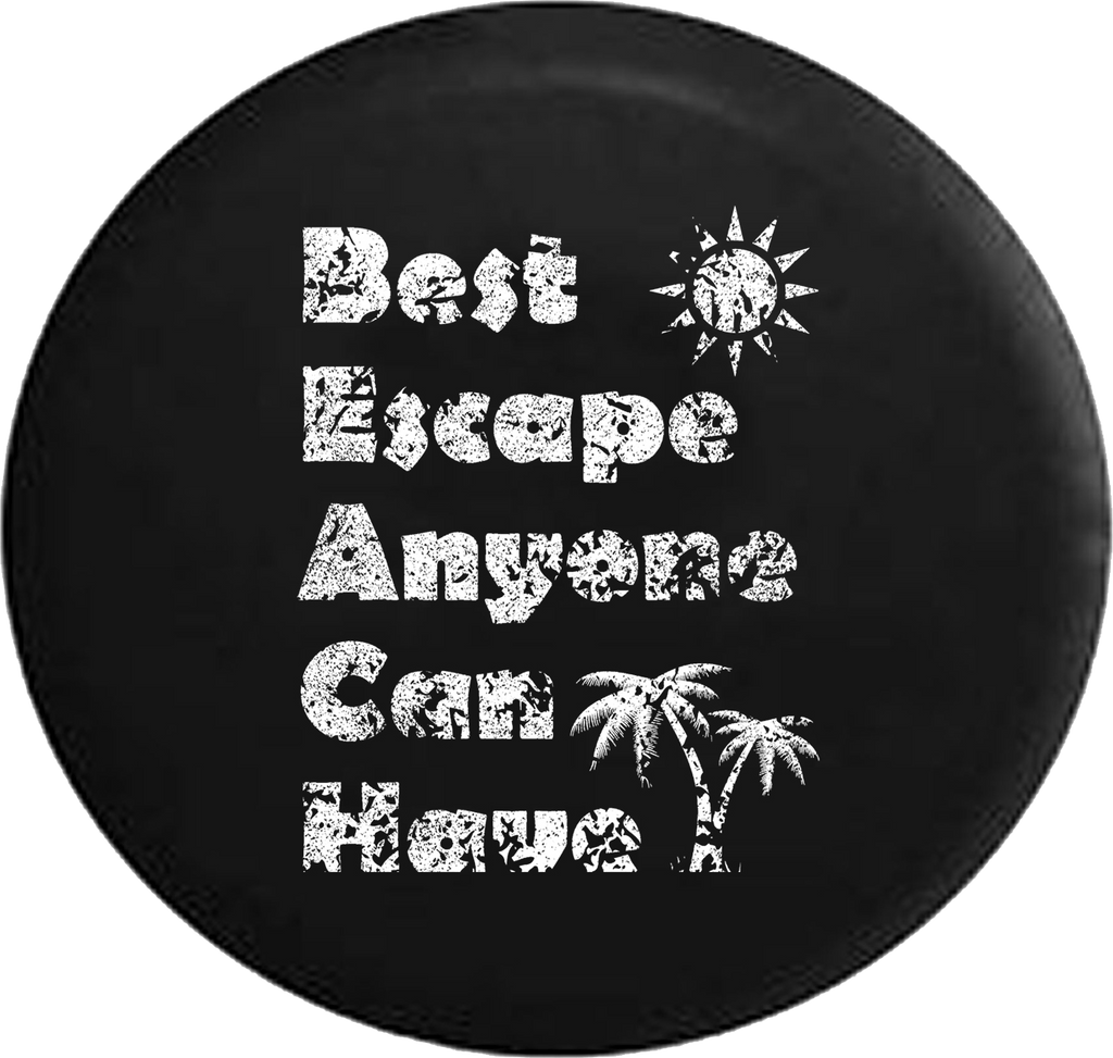 Distressed - BEACH - Best Escape Anyone Can Have Palm Trees Sun Jeep Camper Spare Tire Cover J292 35 inch