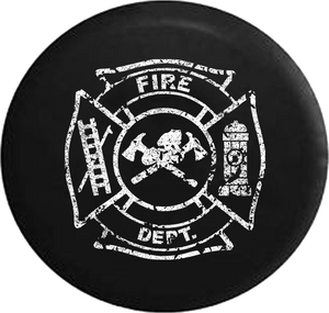 Distressed - Fire Department Jeep Camper Spare Tire Cover S199 35 inch