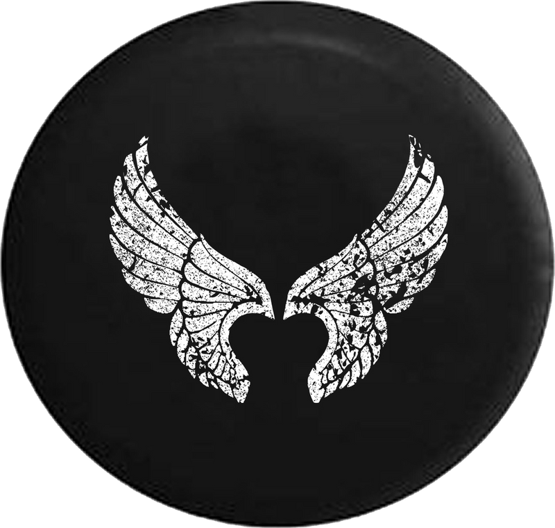 Jeep Wrangler Tire Cover With Distressed Angel Wings Print (Wrangler JK, TJ, YJ)