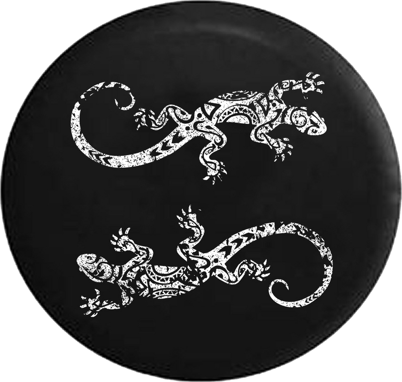 Distressed - Island Gecko Lizard Chameleon Tribal Ying Yang Jeep Camper Spare Tire Cover S271 35 inch