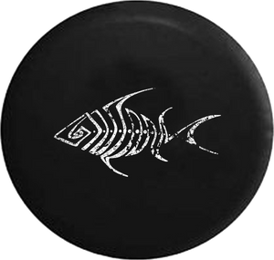 Jeep Liberty Tire Cover With Distressed Tribal Bone Fish Print (Liberty 02-12)