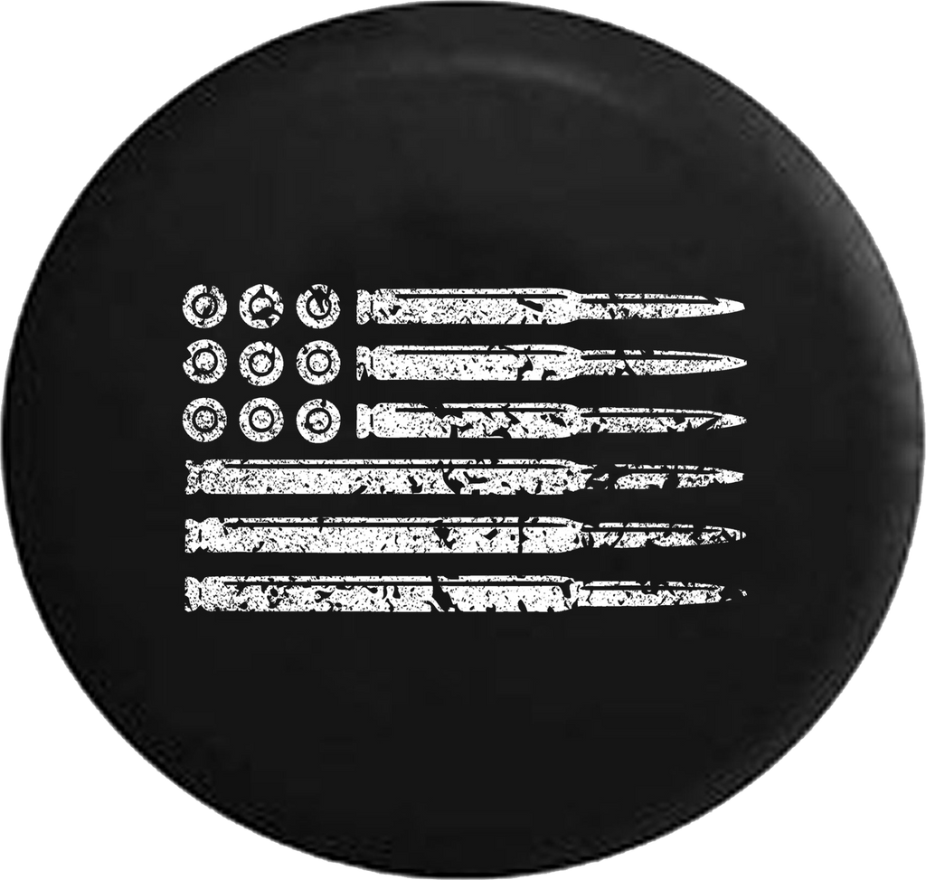 Distressed - AR15 Rifle American Flag Military Gun Hunting Jeep Jeep Camper Spare Tire Cover S384 35 inch
