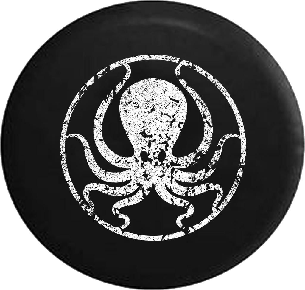 Jeep Liberty Spare Tire Cover With Distressed Octopus Print (Liberty 02-12)