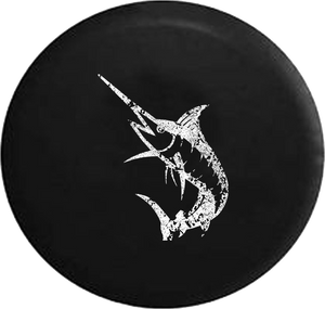Distressed - Marlin Big Game Fishing Jeep Camper Spare Tire Cover T017 35 inch