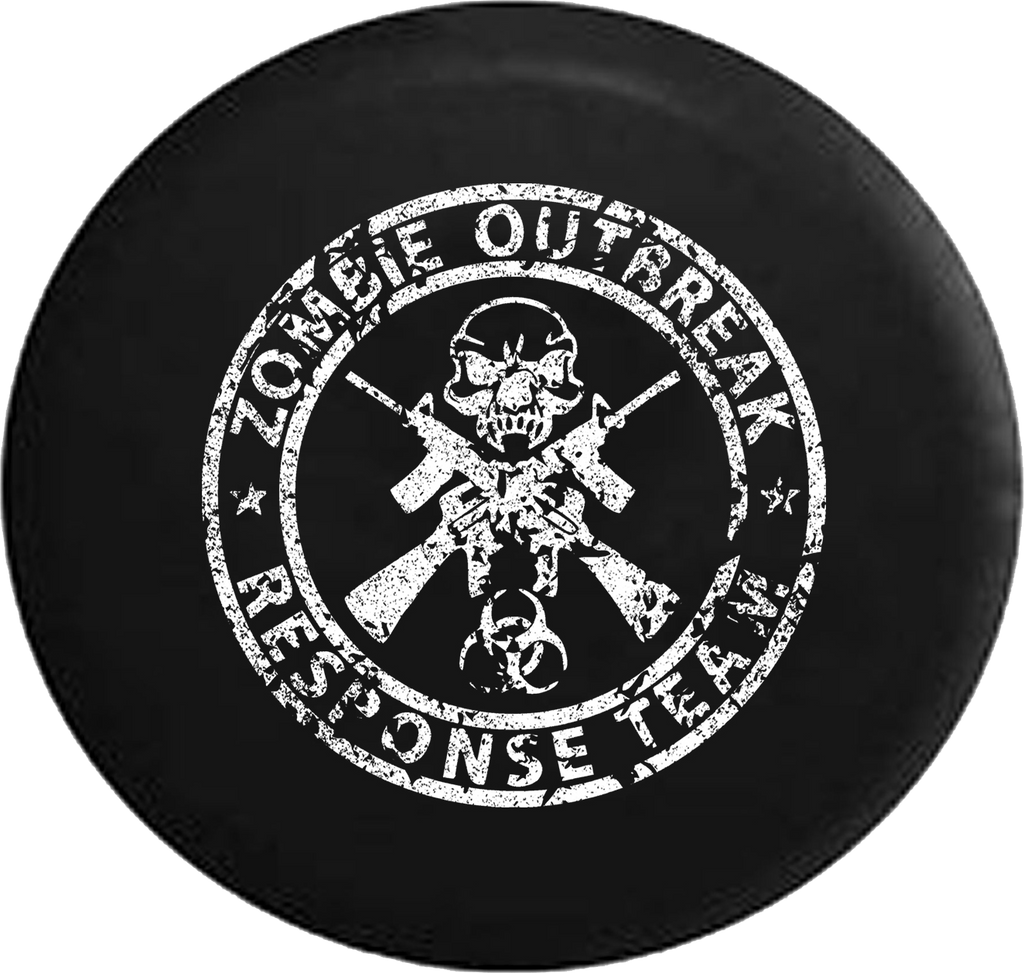 Distressed - Zombie Outbreak Response Team Skull Guns Jeep Camper Spare Tire Cover T039 35 inch