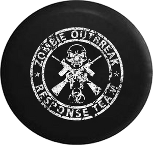 Distressed - Zombie Outbreak Response Team Skull Guns Jeep Camper Spare Tire Cover T039 35 inch