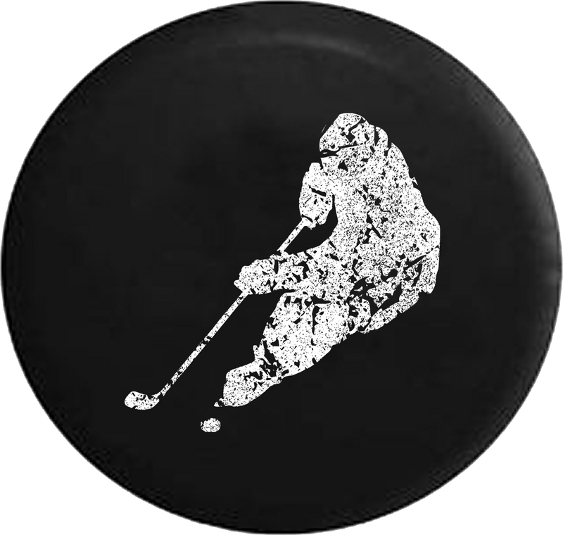 Distressed - Hockey Player Skating with Puck Trailer Jeep Camper Spare Tire Cover T156 35 inch
