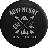 Adventure Just Ahead Camping Woods Anchor Stars Boating Hunting Offroad RV Camper Spare Tire Cover- Custom - TireCoverPro 